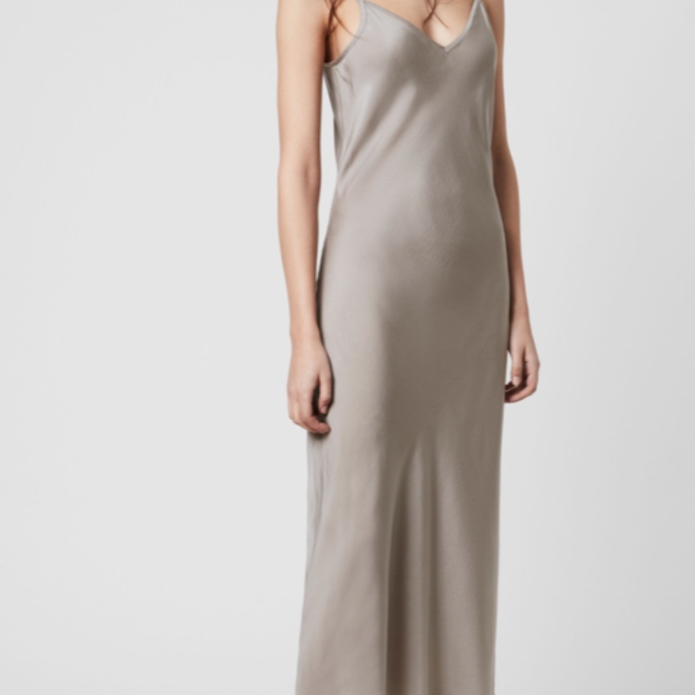 All Saints Tierney Slip Dress | Light Taupe Grey | S
